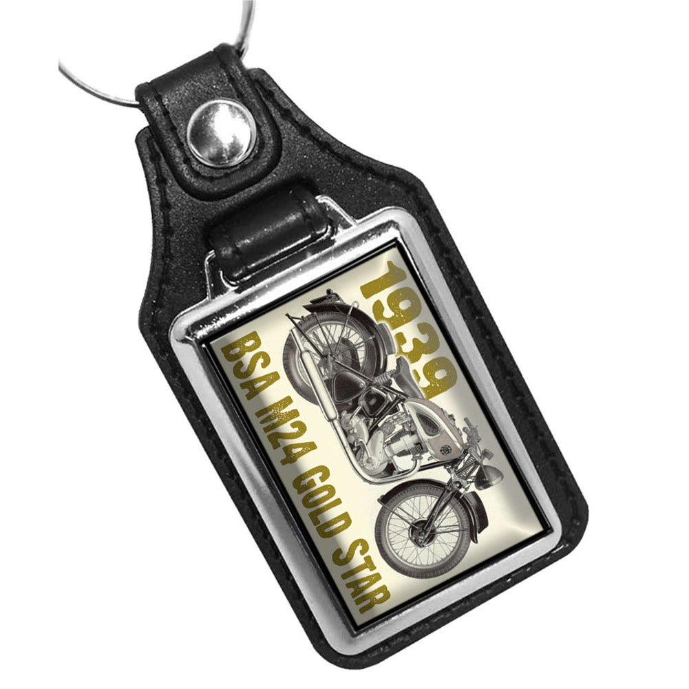 KR-3338 Key Ring - Classic 1939 MSA M24 Gold Star Motorcycle