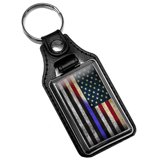 KR-340 Key Ring - Law Enforcement Thin Blue Line American Flag