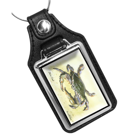 KR-3416 Key Ring - Artist Ron Williams Blue Crab Painting Design