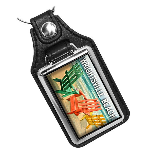 KR-3417 Key Ring - Artist Ron Williams Three Colorful Beach Chairs Wrightsville Beach