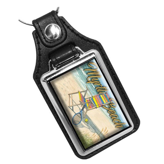 KR-3422 Key Ring - Artist Ron Williams Myrtle Beach SC Beach Chair and Tennis Racquet