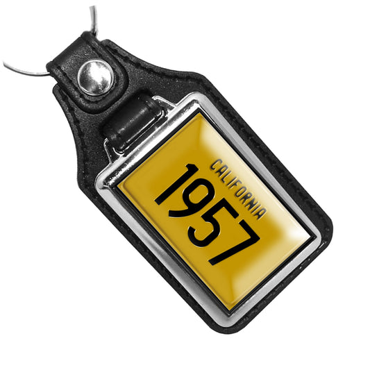 KR-3818-1957 Key Ring - Classic 1957 Yellow and Black California Sign Design