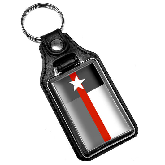KR-407-4 Key Ring - Firefighters Thin Red Line Texas Flag