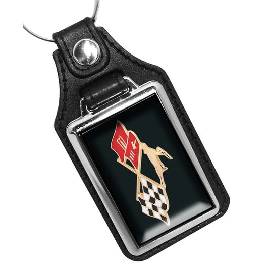 KR-484-9 Key Ring - Classic 1959 Gold Crossed Flags impala
