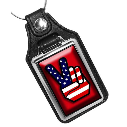 KR-809 Key Ring - 1970 Peace Hand Sign Red White & Blue