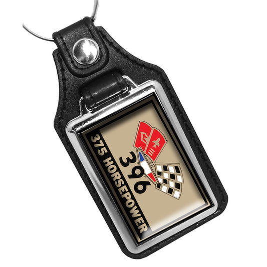 KR-846 Key Ring - Classic 1965 Bel Air Impala Crossed Flags 396 Engine