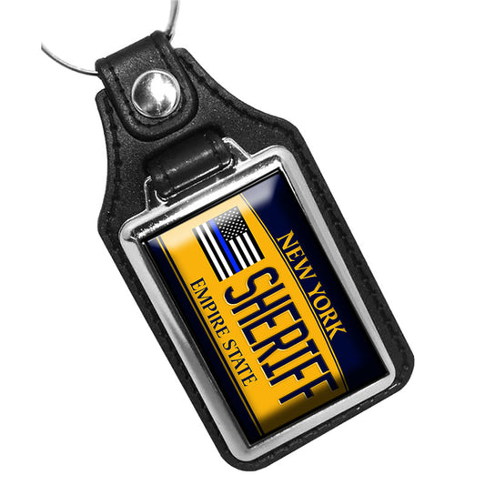 KR-858 Key Ring - New York Thin Blue Line Flag Sheriff Design