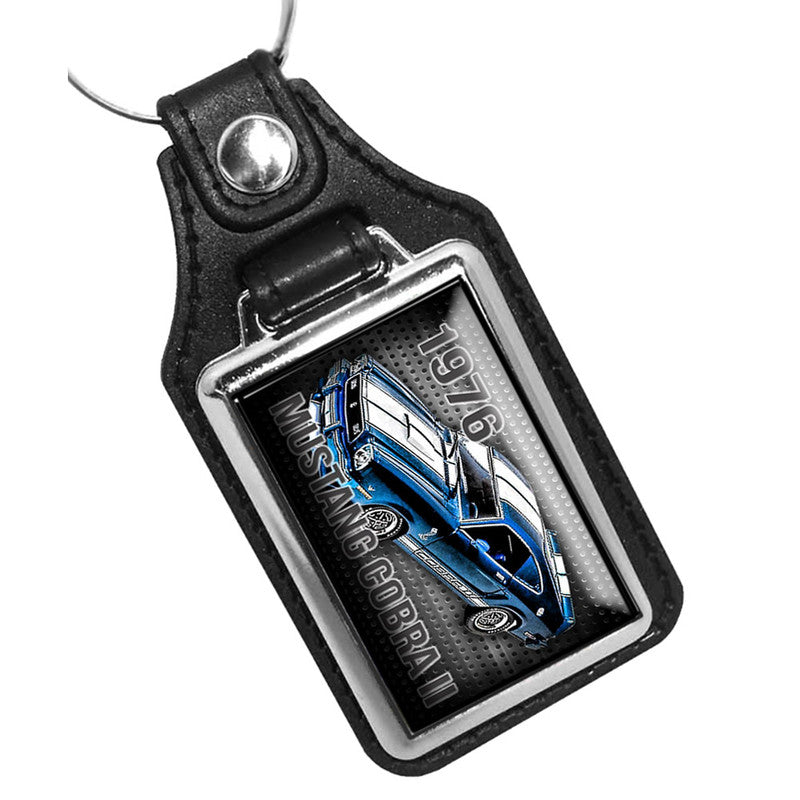 KR-870-2 Key Ring - Classic 1976 Ford Mustang Cobra ll Design Blue
