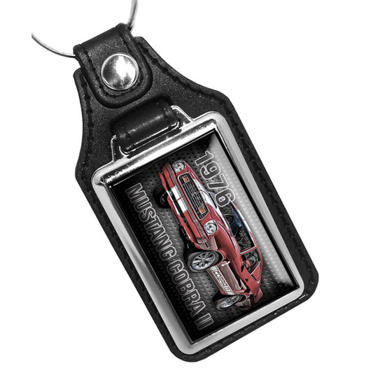 KR-870-3 Key Ring - Classic 1976 Ford Mustang Cobra ll Design Red