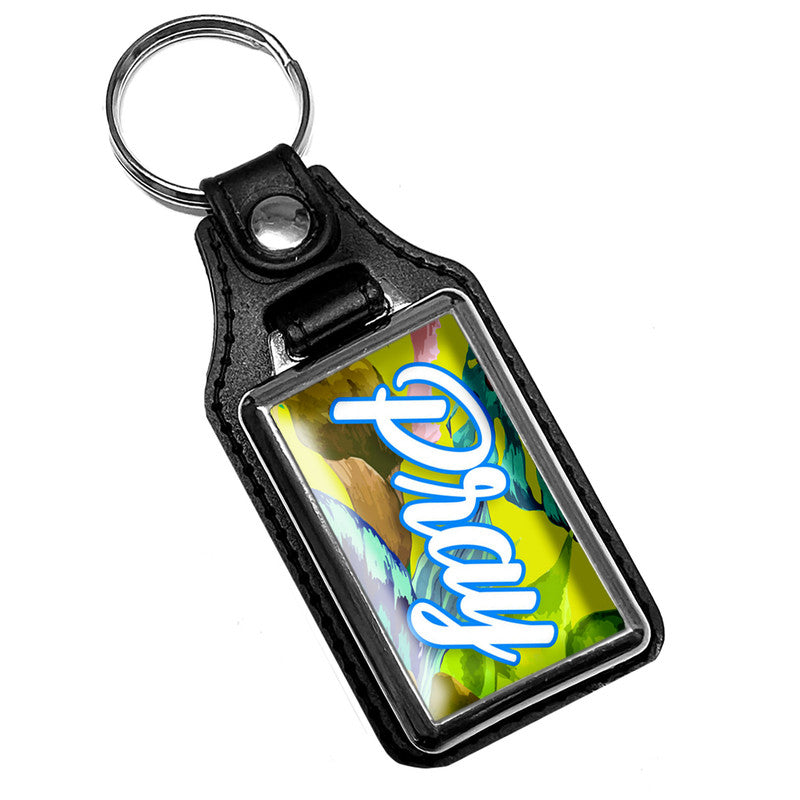 KR-992 Key Ring - Colorful Floral Leafs Pray Design