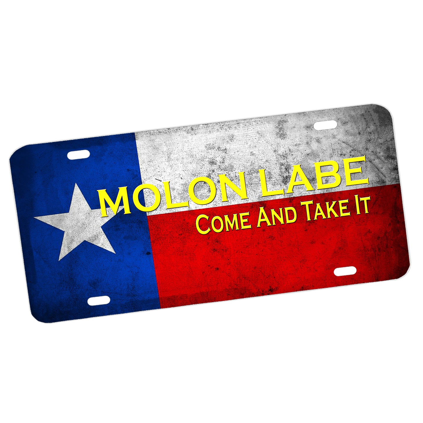 LP-010 License Plate - Distress Texas Flag Molon Labe Come and Take It