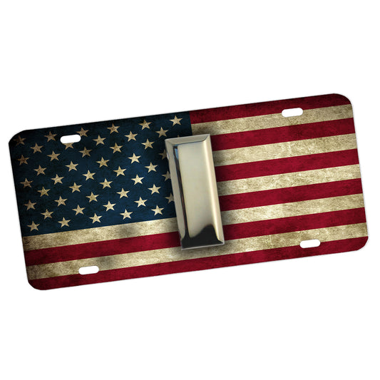 LP-034 License Plate - Military Lieutenant Rank Emblem with an American Flag