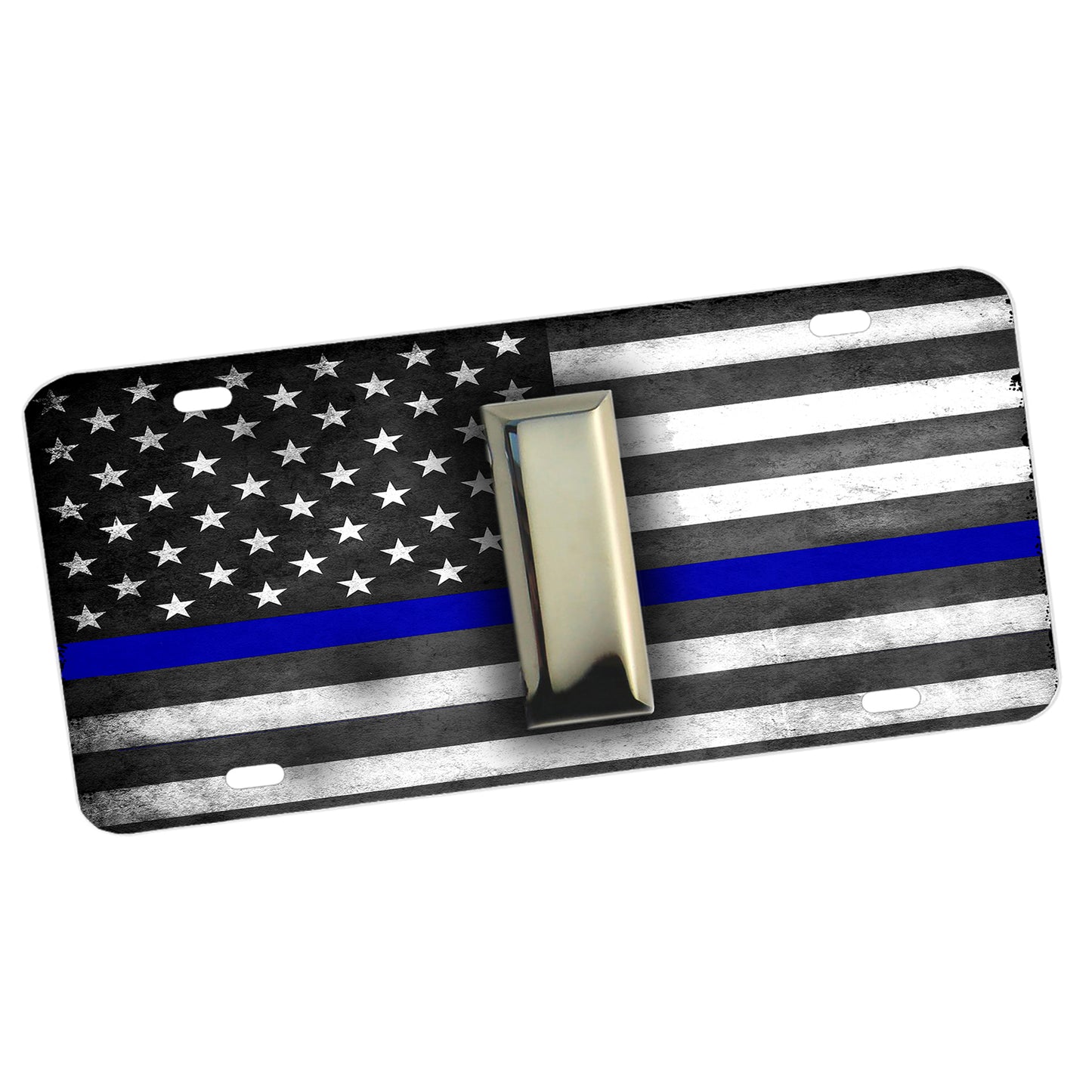 LP-035 License Plate - Law Enforcement Thin Blue Line Rank Lieutenant Emblem American Flag