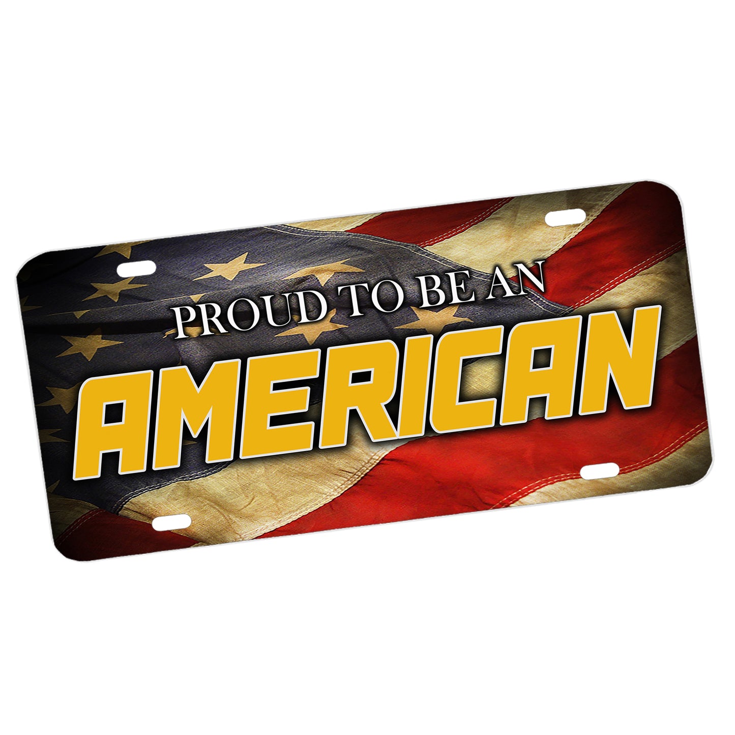 LP-051 License Plate - Flowing American Flag Proud To Be An American