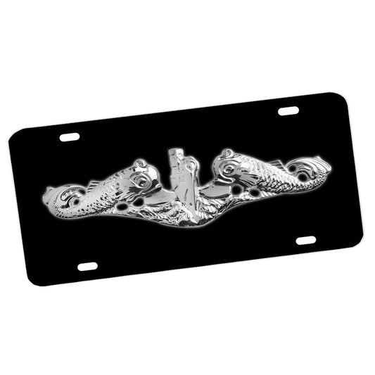 LP-053 License Plate - Navy Submarine Warfare SIlver Insignia