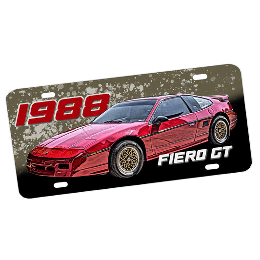 LP-062 License Plate -1988 Red Pontiac Fiero GT Sports Car