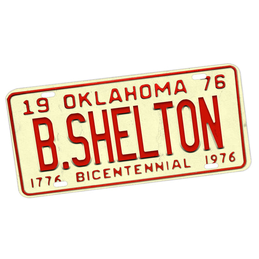 LP-064-2 License Plate - 1976 Oklahoma Blake Shelton License Plate Design B. Shelton