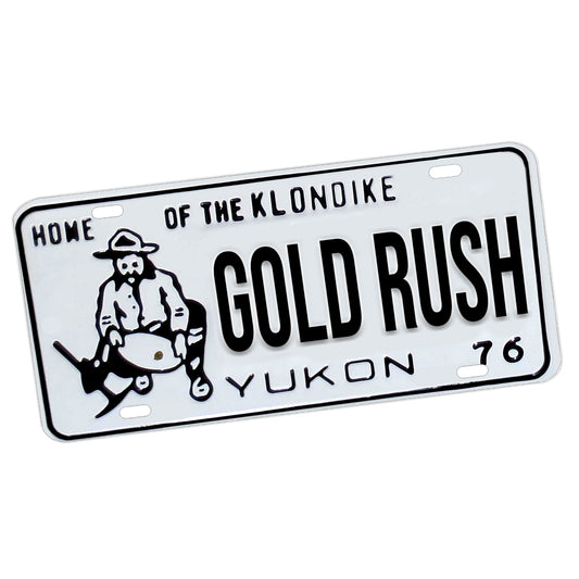 LP-073-1976 License Plate - 1976 Home of The Klondike Yukon Gold Ruch Design