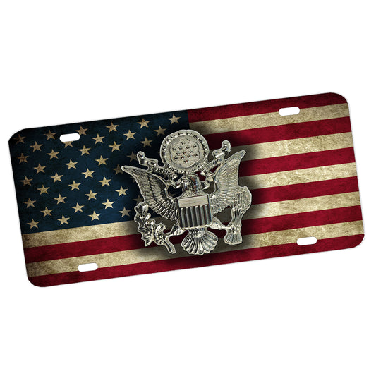LP-078 License Plate - Army Hat Emblem American Flag Design