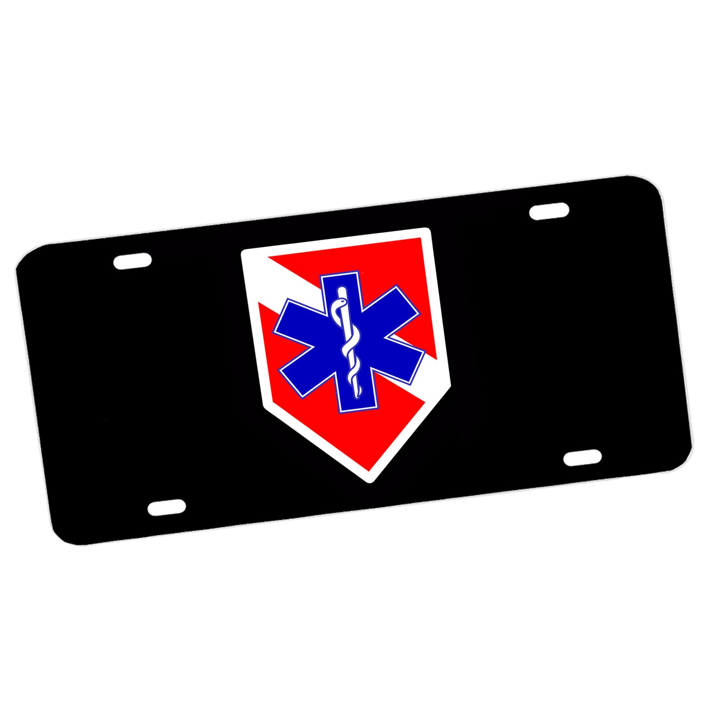 LP-811-1 License Plate - EMS Dive Flag Star of Life