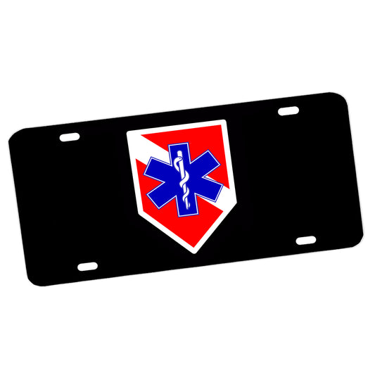 LP-811-1 License Plate - EMS Dive Flag Star of Life