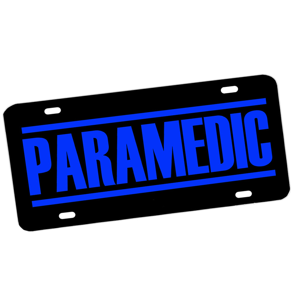 LP-2172 License Plate - EMS Black Blue Paramedic