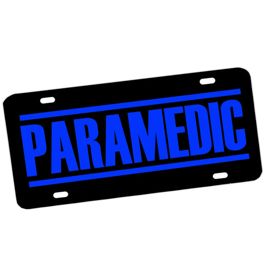LP-2172 License Plate - EMS Black Blue Paramedic