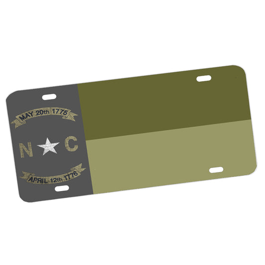 LP-588 North Carolina - License Plate Olive Drab Subdued State Flag