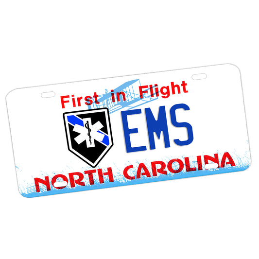 LP-811-1 License Plate - EMS North Carolina First In Flight Thin Blue Line