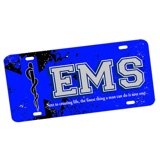 LP-895 License Plate - EMS Blue Gray Star of Life