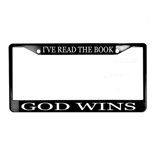 LPF-019 License Plate Frame - Novelty I've Read The Book God Wins