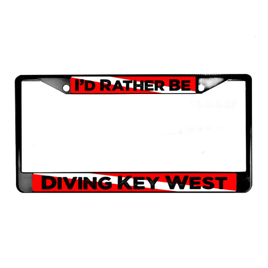LPF-030-1 License Plate Frame - Key West I'd Rather Be Diving Key West