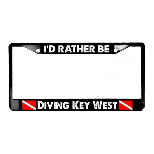 LPF-035-3 License Plate Frame - Key West I'd Rather Be Diving Key West