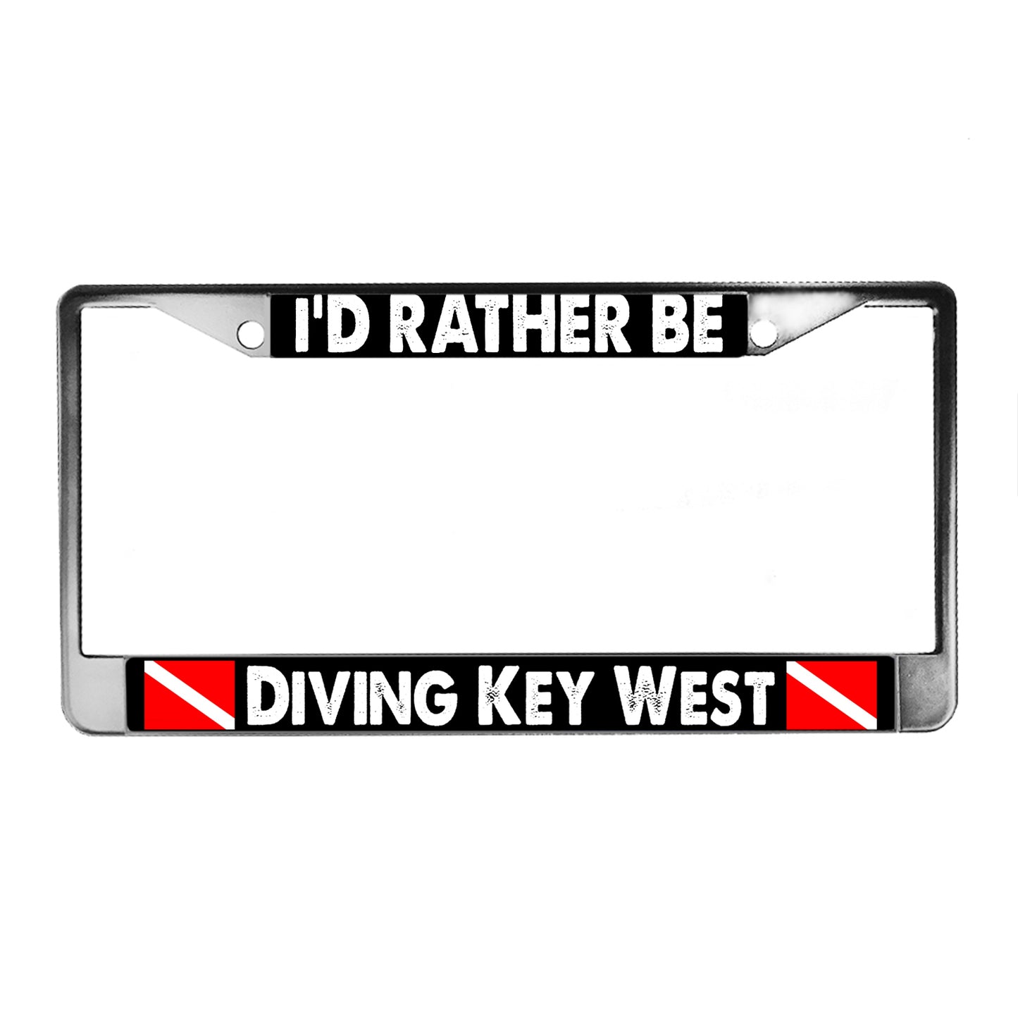 LPF-035-3 License Plate Frame - Key West I'd Rather Be Diving Key West