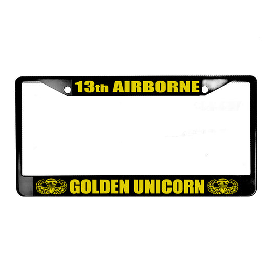 LPF-050-7 License Plate Frame - Army 13th Airborne Golden Unicorn