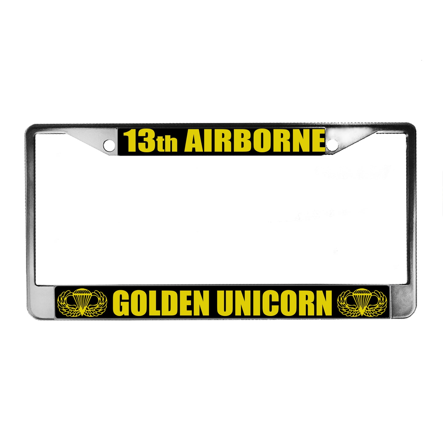 LPF-050-7 License Plate Frame - Army 13th Airborne Golden Unicorn
