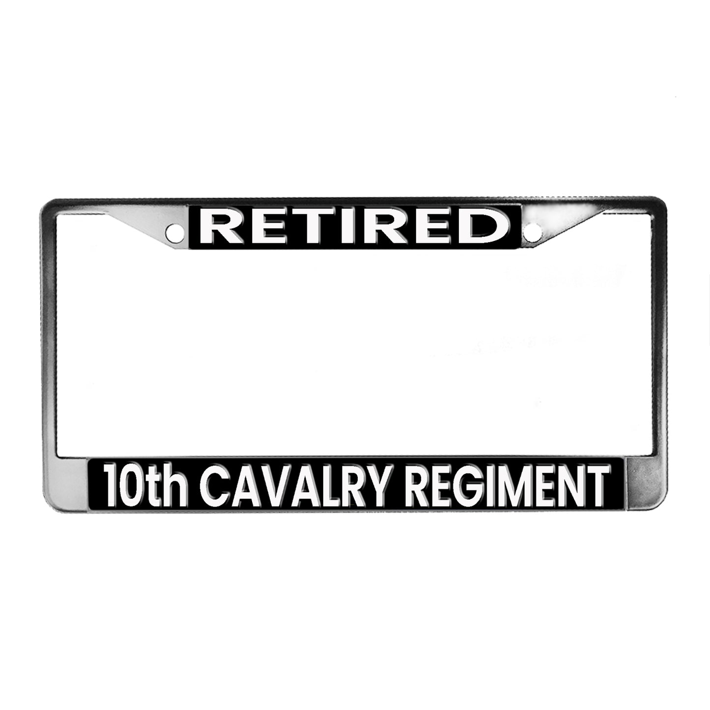 LPF-200 License Plate Frame - Army Retired 10th Cavalry Regiment