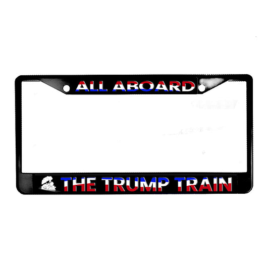 LPF-222 License Plate Frame - Patriotic Donald Trump All Aboard The Trump Train