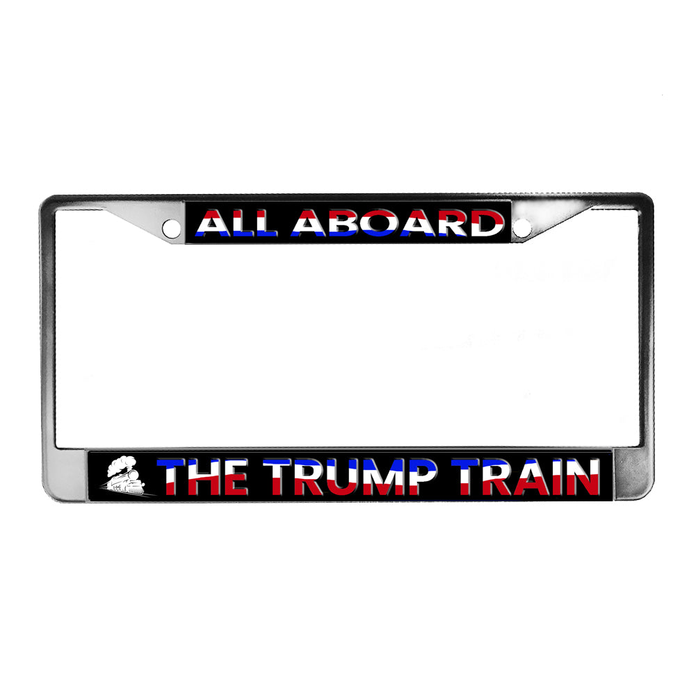 LPF-222 License Plate Frame - Patriotic Donald Trump All Aboard The Trump Train