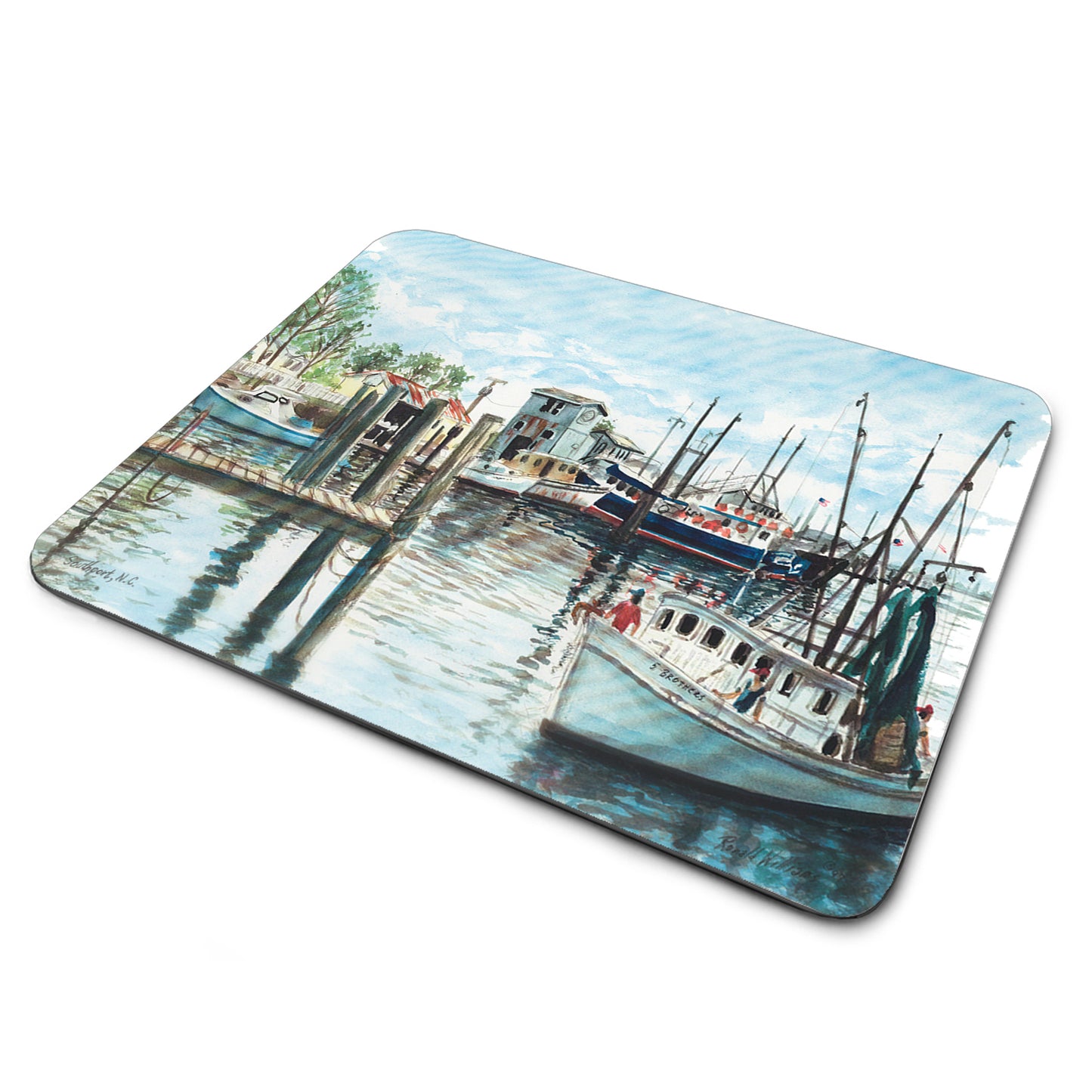 MP-304 Mouse Pad By Ron William Southport NC Fishing Boats