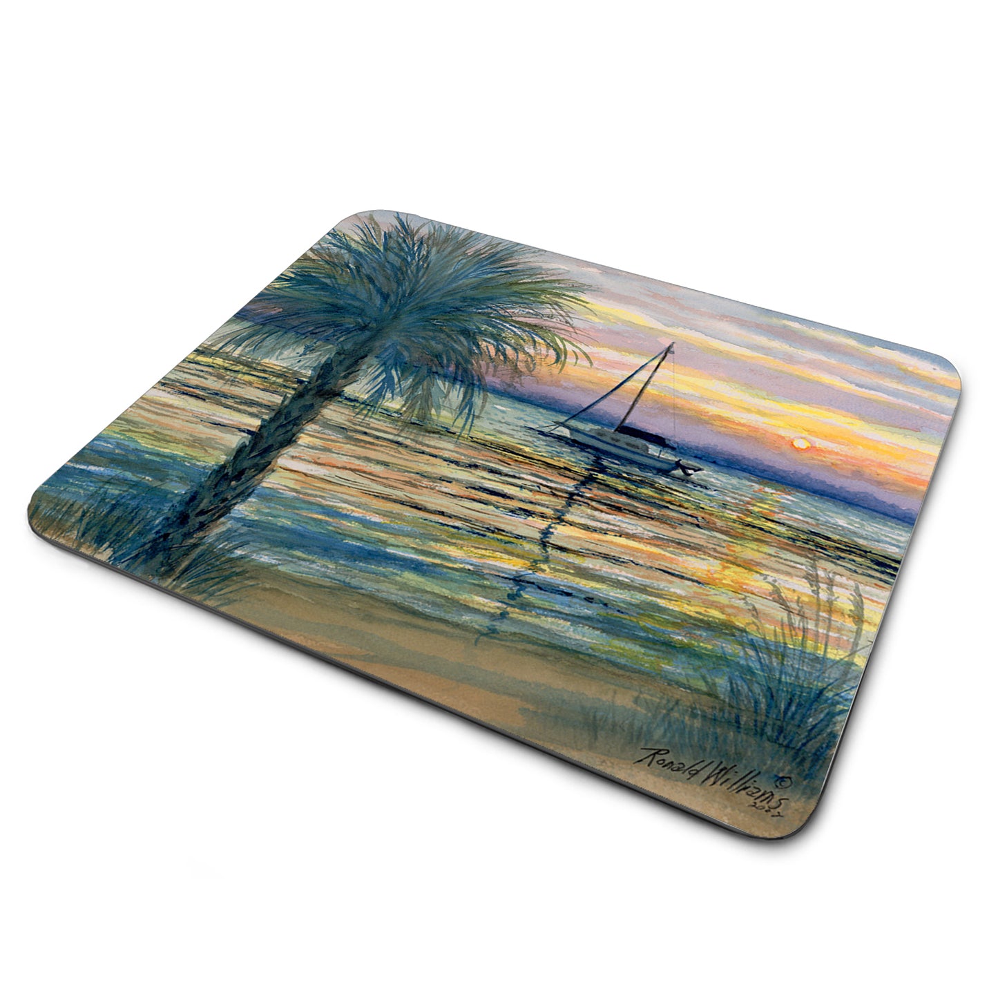 MP-307 Mouse Pad By Ron William Palm Tree Sunset