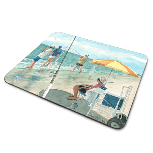 MP-313 Mouse Pad By Ron William Surf Fishing and Chilling Out On The Beach