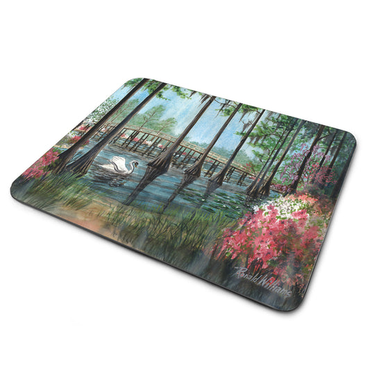 MP-314 Mouse Pad By Ron William Swan and Flowers in The Back Water