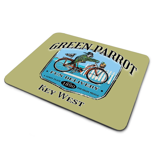 MP-349-1 Mouse Pad - Green Parrot Key West Bar Parrot On Bike Green