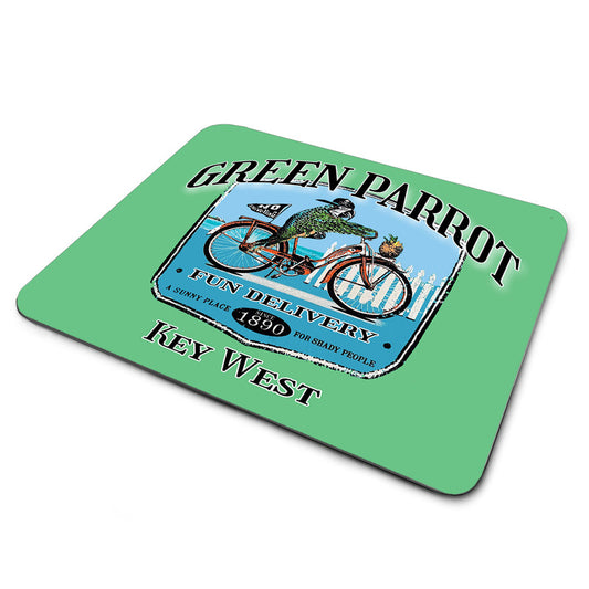 MP-349-2 Mouse Pad - Green Parrot Key West Bar Parrot On Bike Bright Green