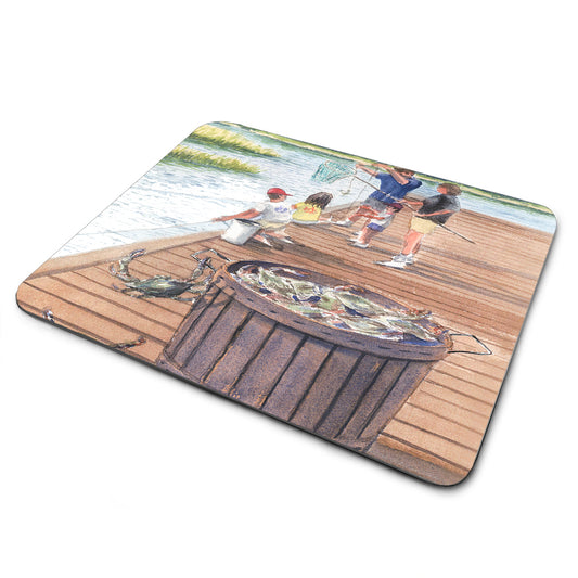 MP-359 Mouse Pad - By Ron Williams Kids Catching Crabs On The Dock