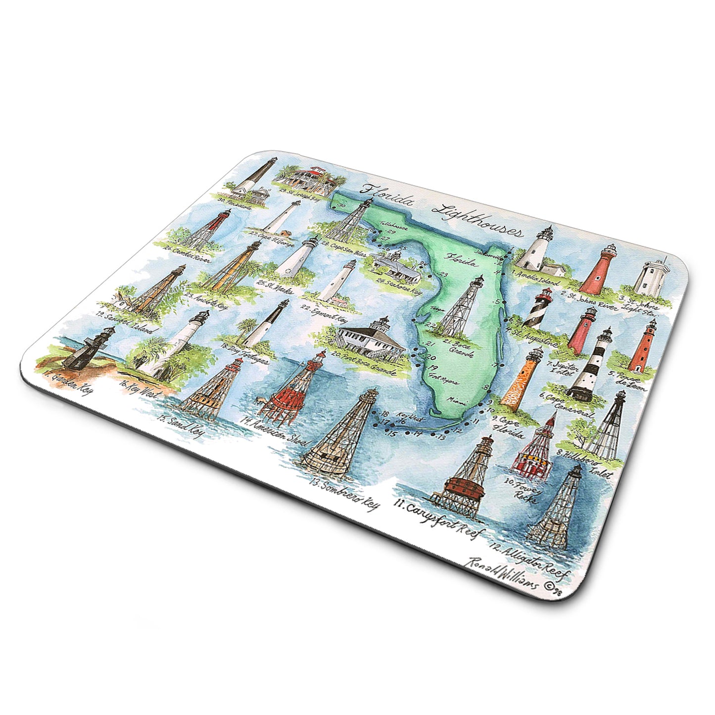 MP-368 Mouse Pad - By Ronald Williams Florida Lighthouses Collage
