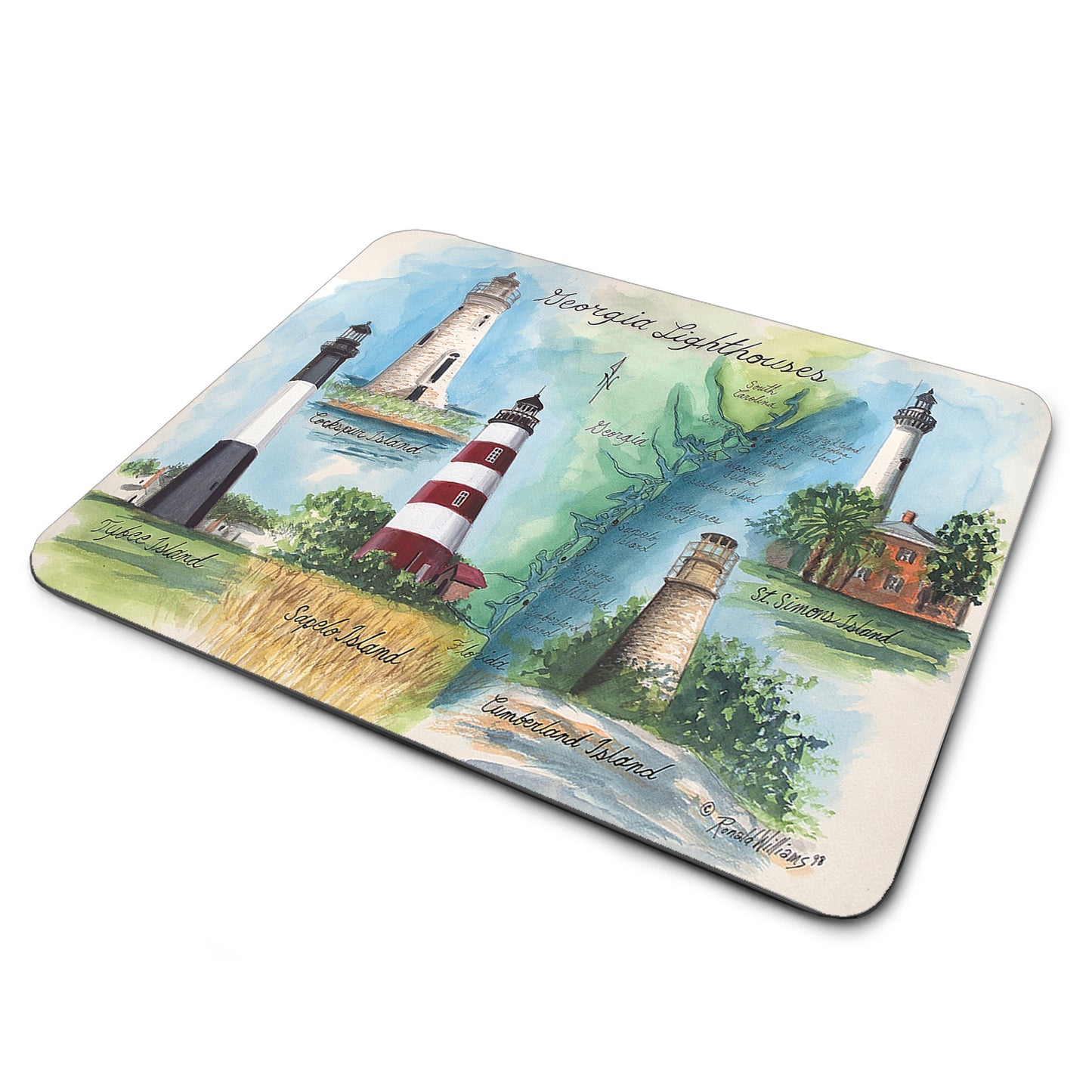 MP-371 Mouse Pad - By Ronald Williams Georgia Lighthouse Collage