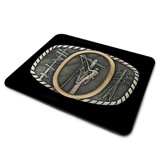 MP-384 Mouse Pad - Silver & Gold Lineman Occupation Design