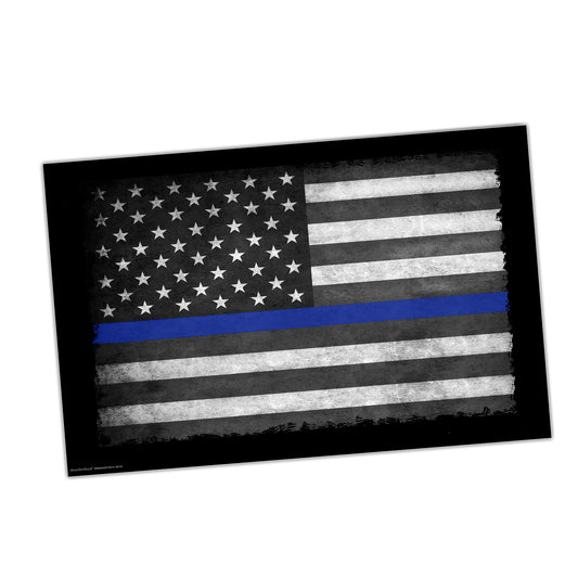 PO-003 Poster - Law Enforcement Thin Blue Line American Flag